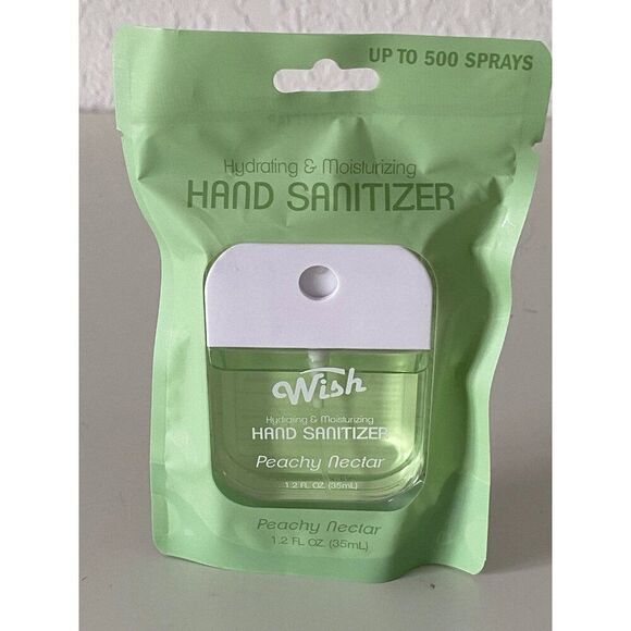 Wish Scented Hand Sanitizer Spray 1.2 Fl Green Peachy Nectar Hydrating NEW - Picture 1 of 13